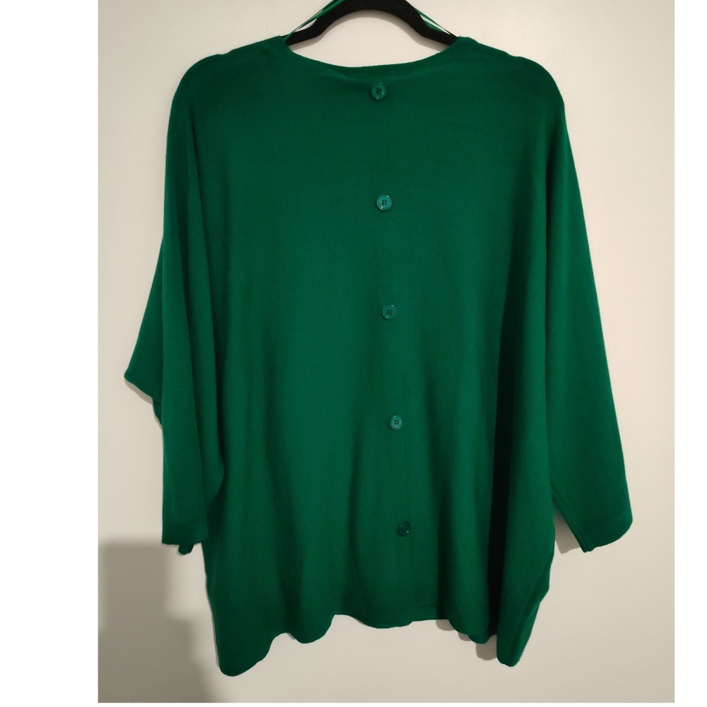 Vila Milano Green V-Neck Dolman Sleeve Button Back Knit Sweater 2X W15520-705TJ - Picture 2 of 5